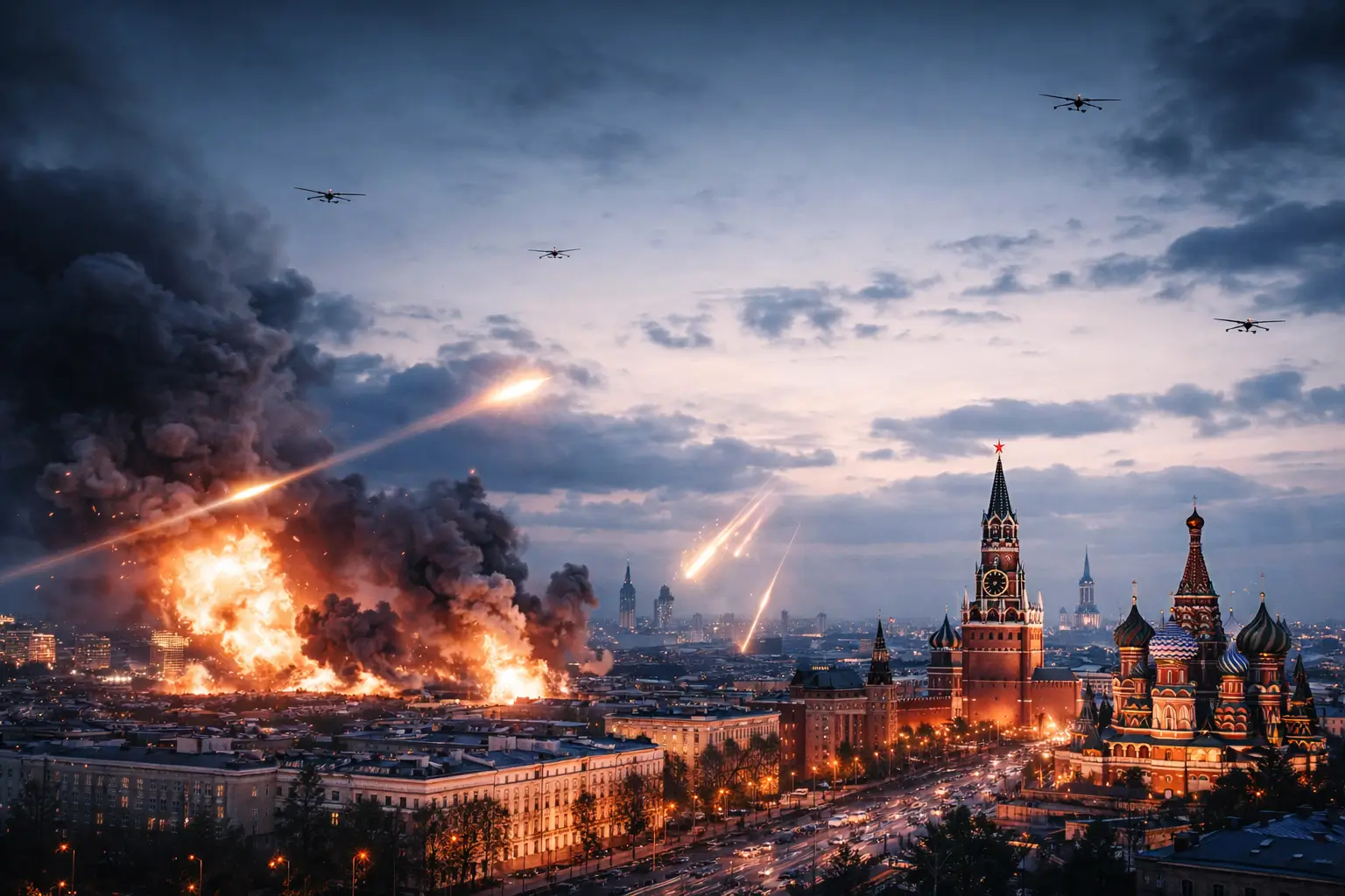 Ukraine tấn công Moscow bằng drone quy mô lớn, Nga bắn hạ hàng chục thiết bị bay